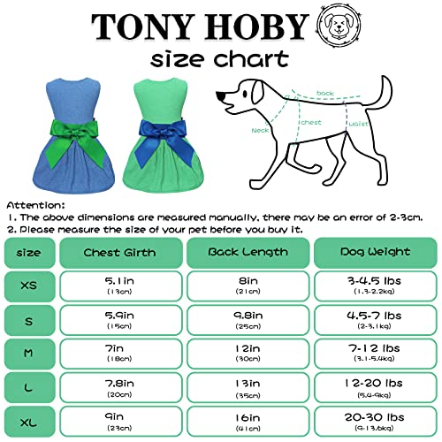 Tony Hoby Dog Dress, Outfits Dog Party Dress, Dog Princess Dress Soft And Lightweight For Small Medium Dog (2Pcs, Royal Blue+Grass Green, S) #TOP1