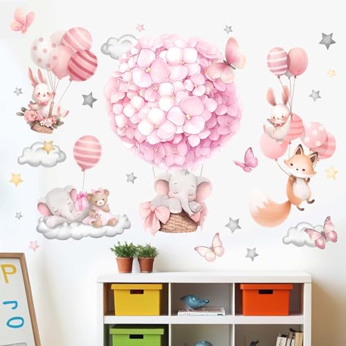 Vinilos decorativos animales globo aerostático 2 piezas miniatura 2