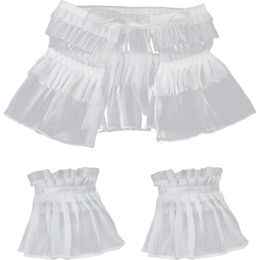 Hrippy 3pcs Victorian Lace Jabot Cuff Set, Detachable Ruff Collar Wristband for Halloween Cosplay Party Costume Decor