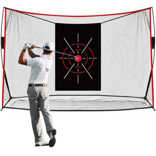 10x7ft Golf Hitting Nets for Backyard Driving Real Balls, Heavy Duty Practice Net with Mat for Outdoor/Indoor, Golfer Gift for Men Dad