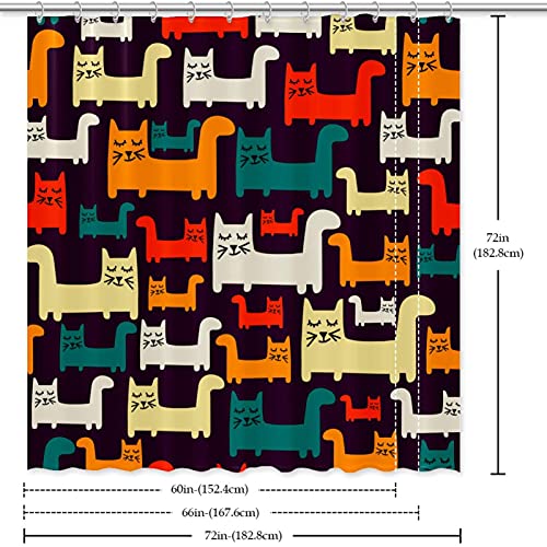 Rideau de douche chat imprimé polyester 167,6 x 182,9 cm
