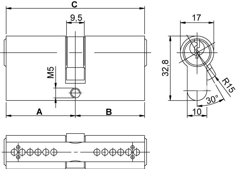 Schließzylinder für gleichschließendes SET/Längen frei kombinierbar (Doppelzylinder A:30 B:30)