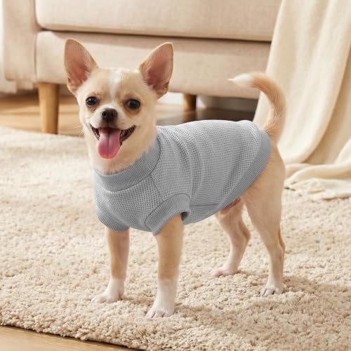 Image of 1 Pack Dog Shirt for Small Supplies Functional Waffle Dog Clothes Warm Soft Sweatshirt Outfit for Dogs Cats Pet Apparel