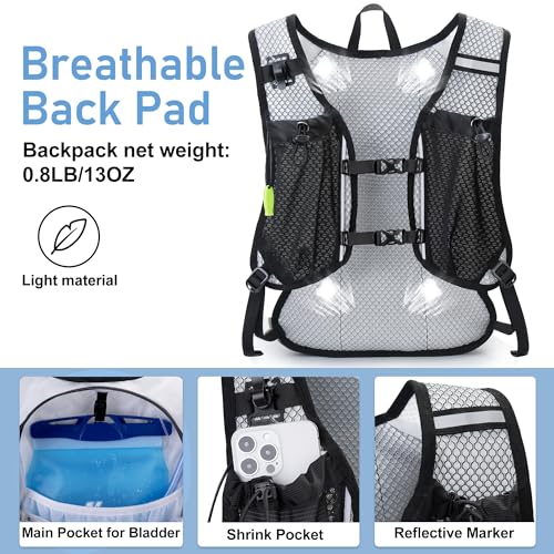 Image of Lightweight Hydration Backpack, Running Backpack with 2L Water Bladder, Hydro Water Daypack for Cycling Hiking Rave for Men Women