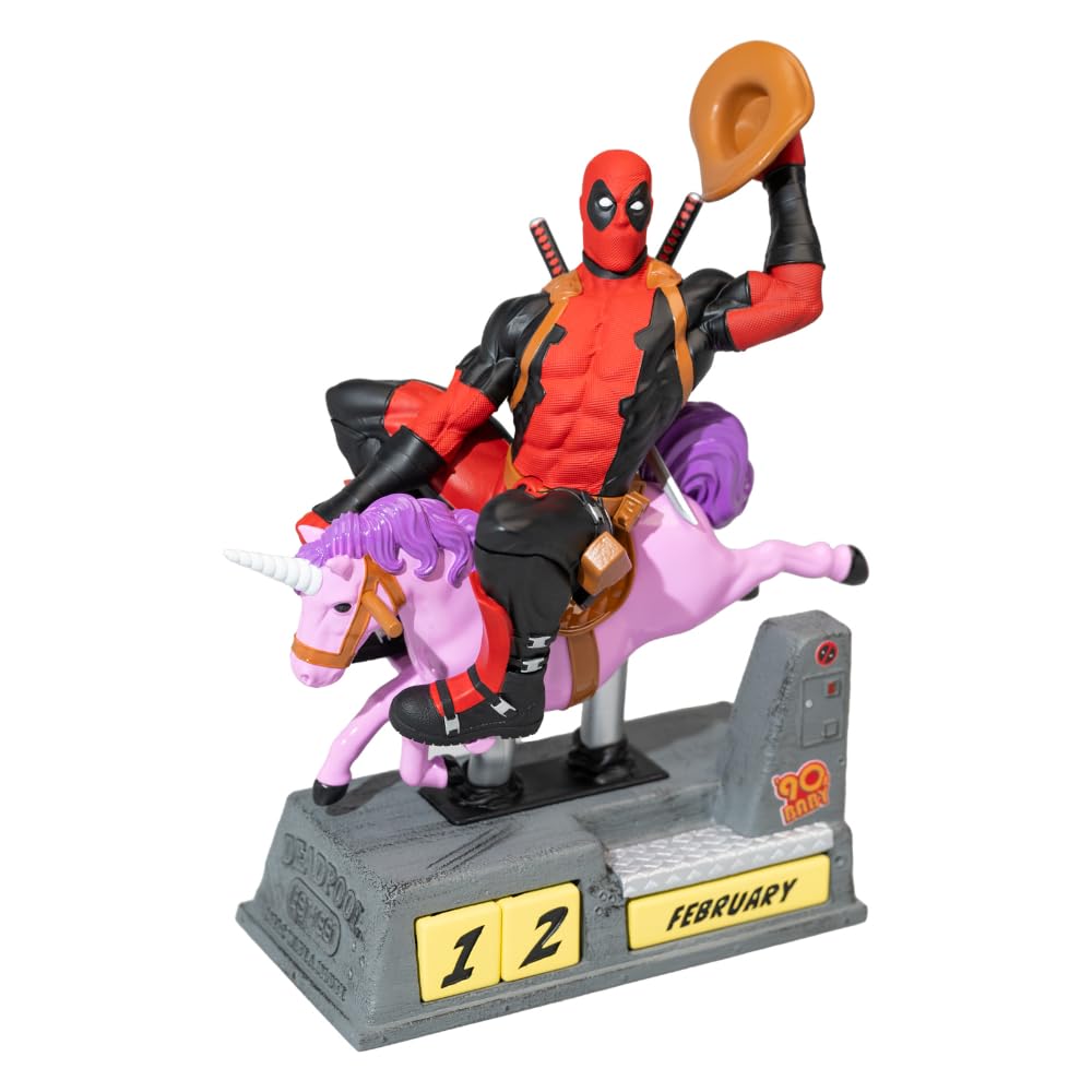 Grupo Erik Ewiger Kalender Marvel Deadpool Figur - 3D Kalender Tischkalender zum Aufstellen - Dauerkalender - Offizieller Marvel Fanartikel Büro Deko