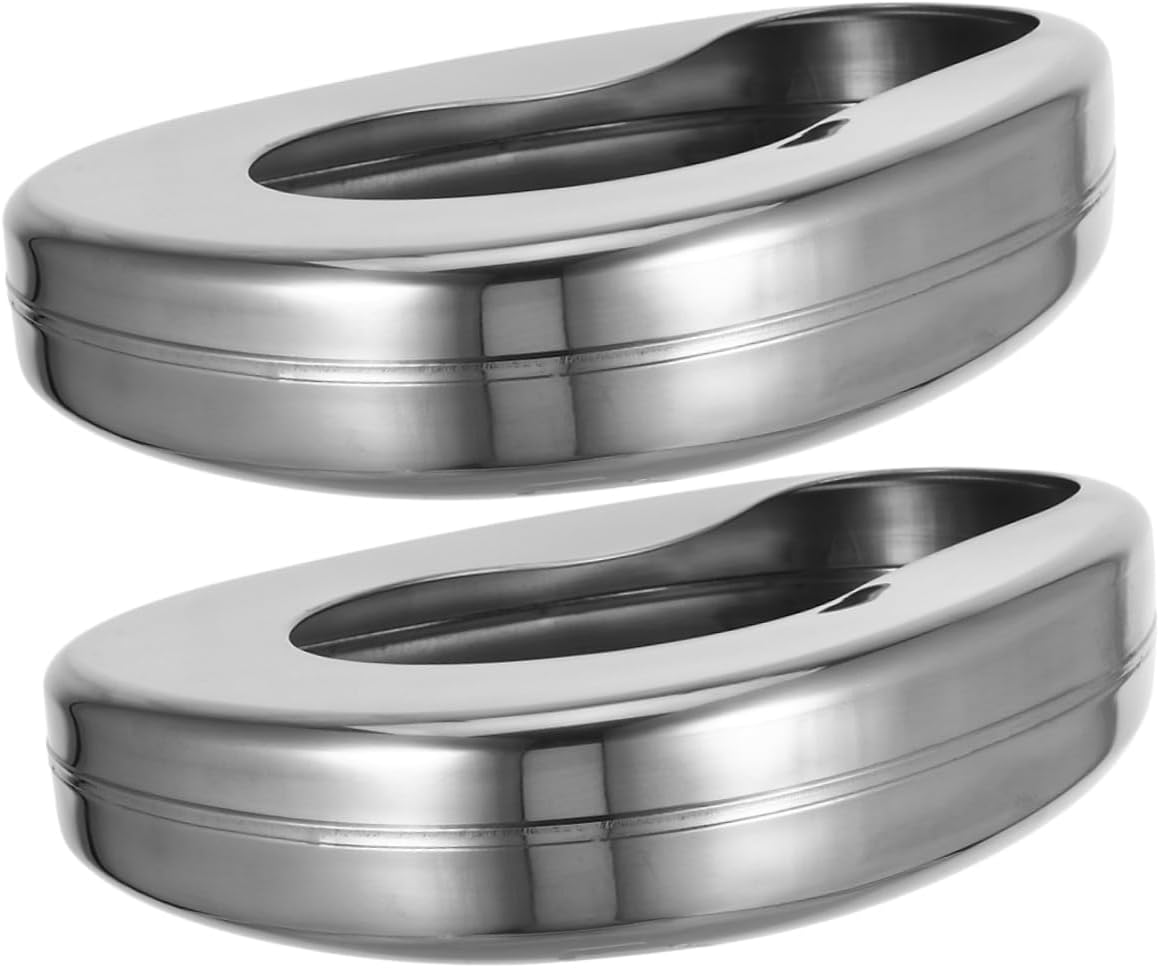 2pcs Stainless Steel Bedpan for Elderly Men and Women Portable Night Pot Bed Pans for Bedridden Patients Home Care Easy to Clean Material Compact Design for Daily Use