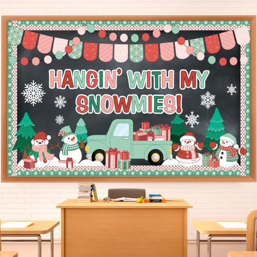 Christmas Bulletin Board Sets,Winter Snowman Hangin’ with My Snow...