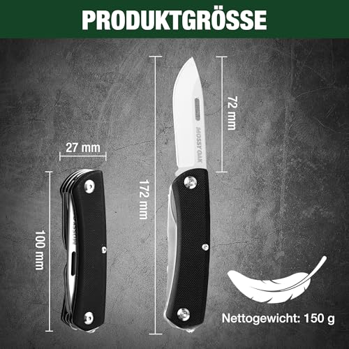 Mossy Oak Taschenmesser 10 in 1, Multitool Klappmesser mit Edelstahlklinge – Ansicht 2