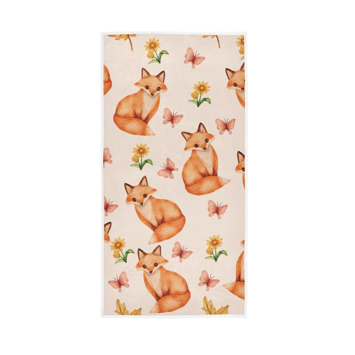 LSRCPD Fox Animal Flower Hand Towels and Washcloths for Bathroom, Hand Towels for Bathroom, Travel, Camp, Hotel, Spa 15 x 30 Inches
