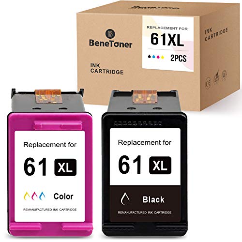 BENETONER Remanufactured Ink Cartridge Replacement for HP 61 XL 61XL Work with Officejet 4630 Envy 4500 5530 4502 DeskJet 2540 3050 1010 3510 1000 1512 (Black, Tri-Color, 2-Pack)