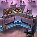 XXkseh 51 Inch L Shaped Gaming Desk Corner Computer Desk with Detachable Monitor Stand for Home Office Learning Gaming Workstation,Black