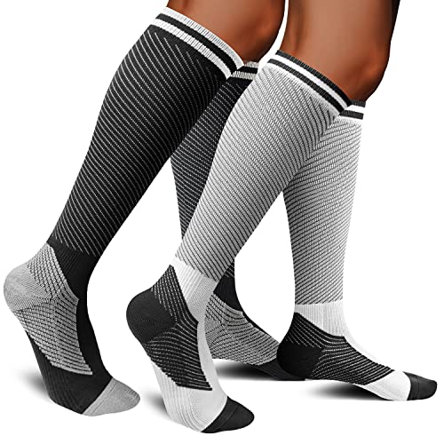 Calcetines de compresión graduados médicos para hombres y mujeres de 30 a 40 mmHg-2 paquetes de calcetines de alta circulación de apoyo extra firme