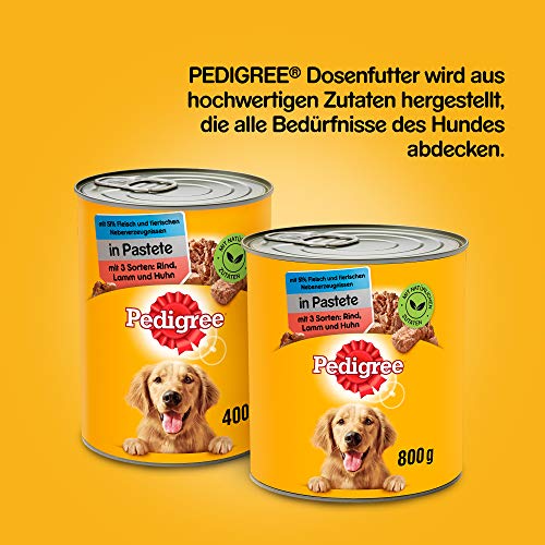 Pedigree Hundefutter Nassfutter 3 Sorten Rind, Lamm, Huhn, 1er Pack (1 x 4.8 kg)