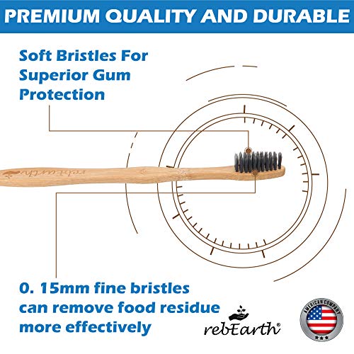 Bamboo Aesthetic Toothbrush Wood Set Of 4 | Ultra Soft Bristles | Black Charcoal Infused | American Brand | Upgrade Hygiene & Reduce Waste | Brushes Teeth Care | Earth Friendly | Plant Based #TOP4