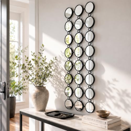 VELLQUE Black Multi Mirror Wall Decor, 24 Mini Mirrors, 40.5 x 14.5 in