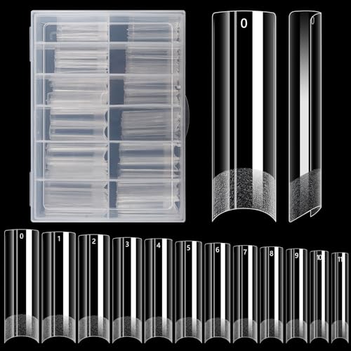 LIONVISON XL Square Nail Tips: 240PCS No C Curve Nails Tips for Home DIY
