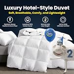 Serta Luxurious Goose Feathers Down Fiber Comforter King Size Duvet Insert, 100% Cotton, Hotel Quality Hypoallergenic Comforter, 59oz Light Warmth 106 x 90 in White