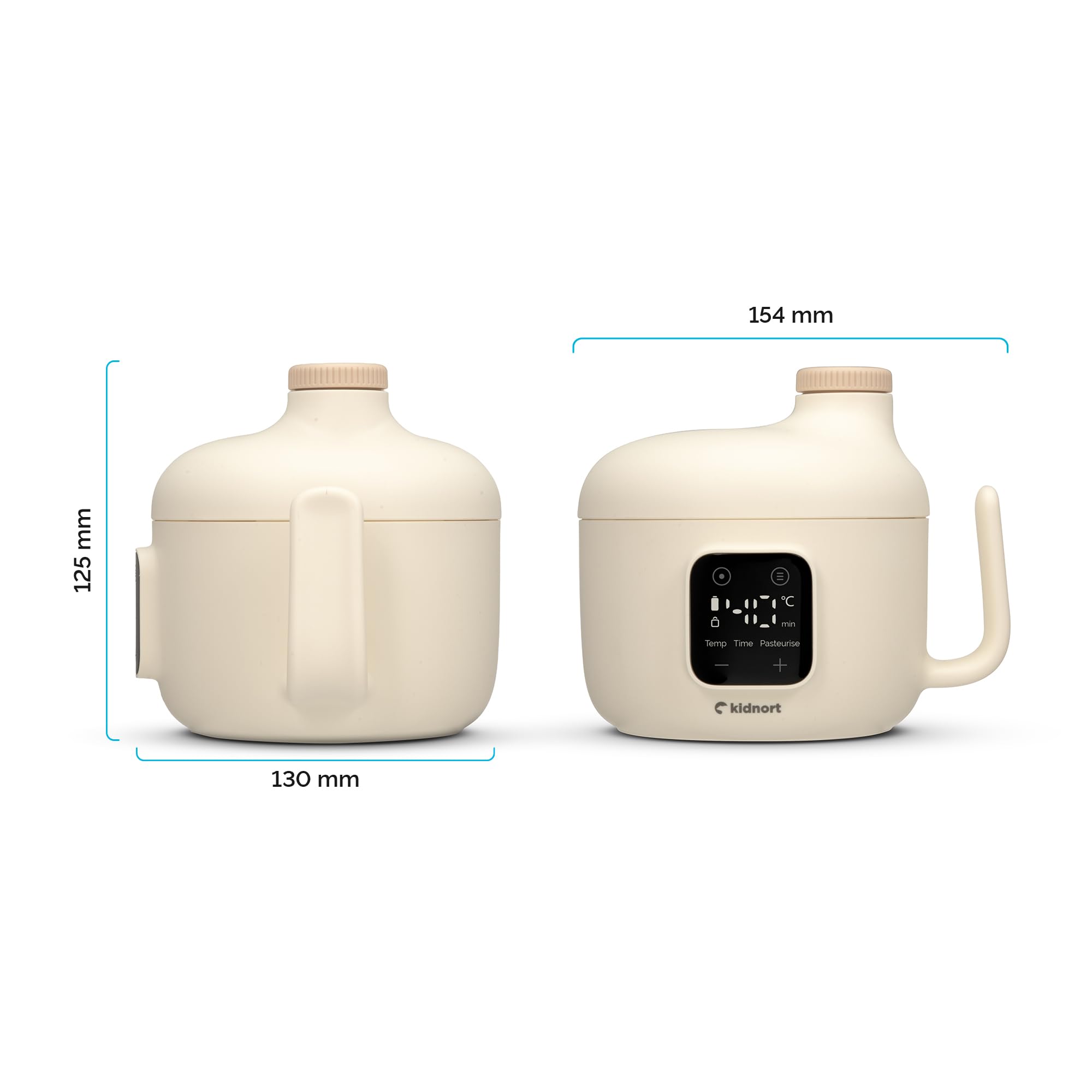 Kjokken Mobiler Babykostwärmer 400 ml mit Akku USB C für unterwegs Temperaturregelung 40 bis 55 Grad Timer Touchdisplay dichter Schraubdeckel für Babybrei Mahlzeiten Beige