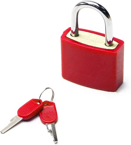Yinpecly Mini candado ABS con llave para equipaje, candado de maleta impermeable con llaves, candado rojo de 0.89 pulgadas de ancho anti óxido para