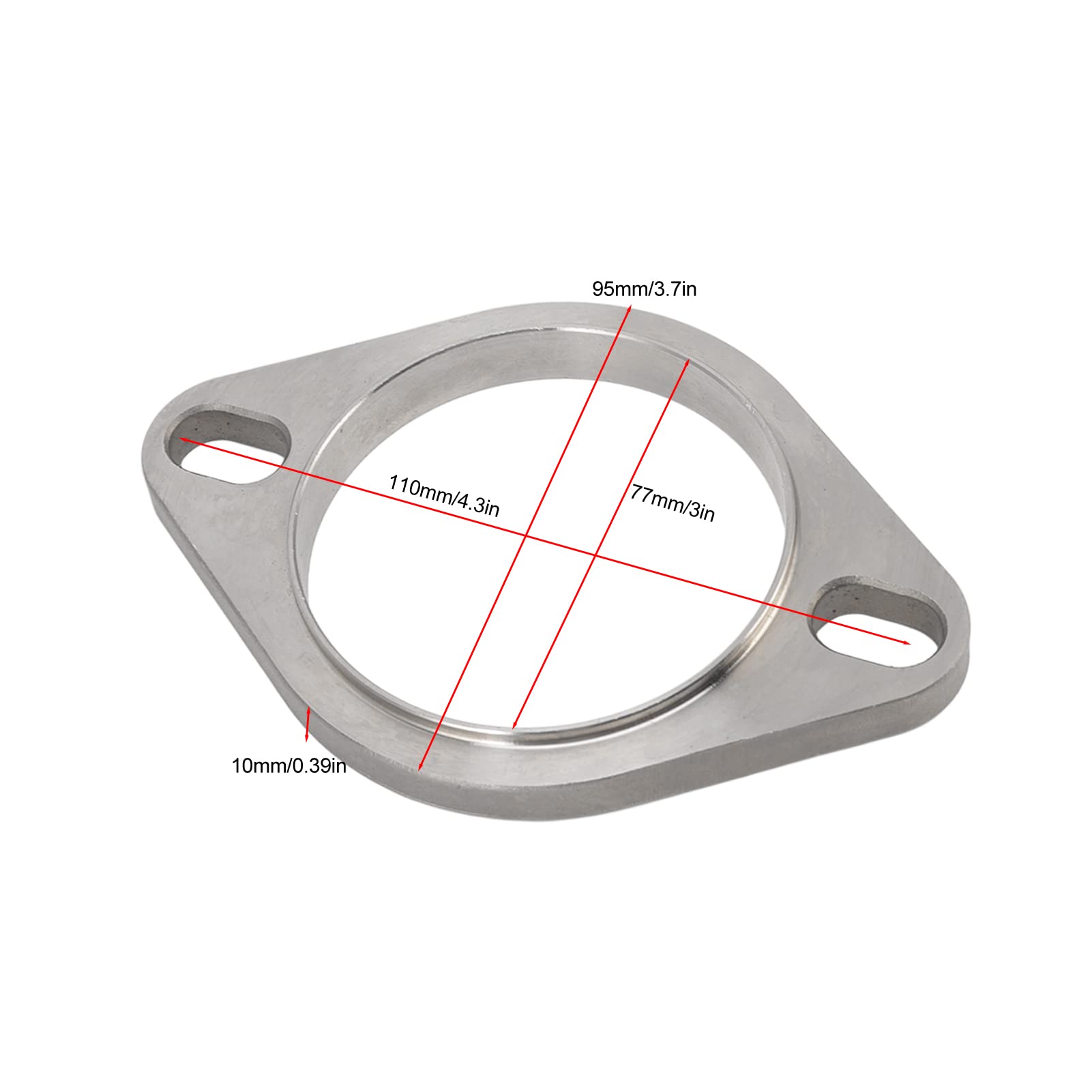 Tbest Set di Connessione Flangia di Scarico, 2 Bulloni 3 Pollici Kit di Connessione Flangia di Scarico Lega Universale per Intestazioni Catback Tubo di Scarico