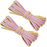 DLLM 靴紐 2色 平紐 フラットシューレース おしゃれ 靴ひも 帽子 紐 オシャレ カラー紐 滑り止め 幅 6mm 長 80cm 2本 パープル 黄 580908