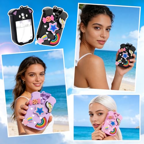 Image of Mity rain Hand Sanitizer Spray Case Compatible With Touchland, Cute Silicone Hand Sanitizer Holder Keychain with 4 Charms, Portable Refillable Sanitizer Accessory, Gift for Women And Teens