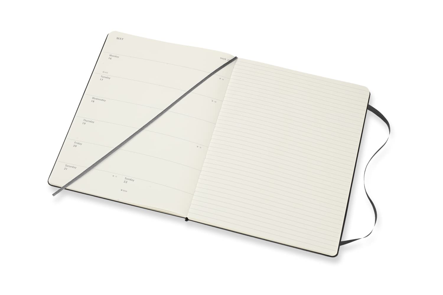 Moleskine - Agenda Settimanale 18 Mesi, Agenda Settimanale 2021/2022, Weekly Notebook con Copertina Rigida e Chiusura ad Elastico, Formato Extra-Large 19 x 25 cm, Colore Nero, 208 Pagine