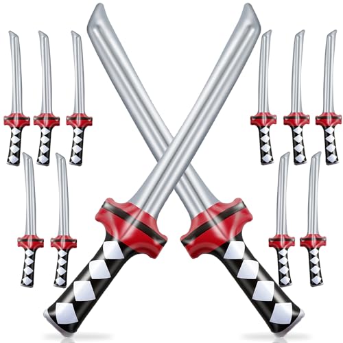 Eerrhhaq 12 Pcs Inflatable Ninja Samurai Sword Inflated Katana Sword Toy Blow Up Ninja Swords for Party Favors Cosplay Samurai Theme Party