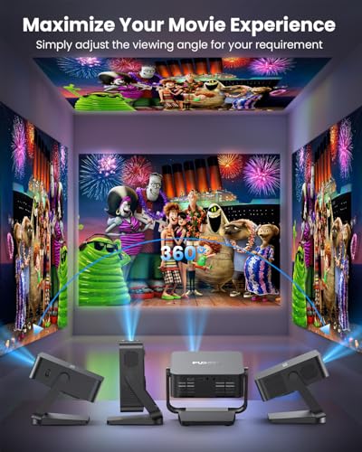 Image of [Built-in Apps /Dolby Audio] FUDONI Smart Projector with WiFi 6 and Bluetooth, 1080P Full HD Projector with Netflix / Prime Video /Youtube, Zoom Correction, Movie Proyector for Home & Outdoor
