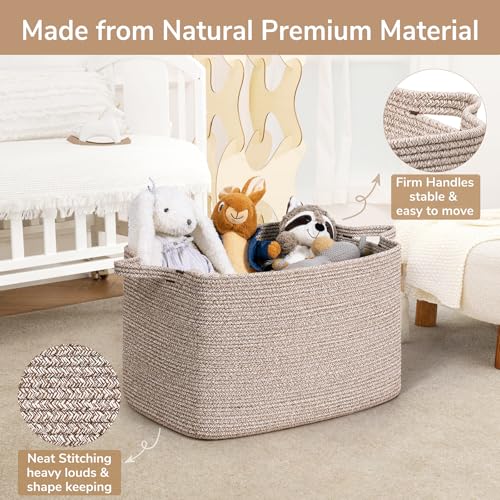 Goodpick Blanket Basket, Woven Baskets for Storage, Extra Large Storage Basket for Clothes, Toys, Dirty Clothes Basket for Laundry, Living Room, 23.6" x 15.7" x 13.8", Brown, 85L