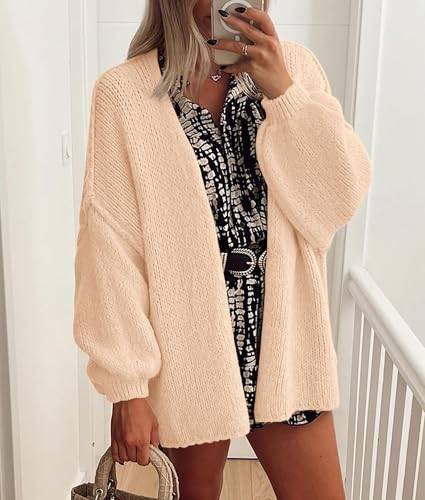 Image of PRETTYGARDEN Womens Oversized Cardigan Sweaters 2026 Fall Long Lantern Sleeve Knit Open Front Lightweight Sweater