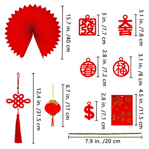 86 Pcs Chinese New Year Decorations Chinese Characters Red Lanterns Knots Tassel Ornaments Paper Fans Hanging Good Luck Ornaments For Asian Chinese Lunar New Year 2023 Year Of The Rabbit Party Decor #TOP1