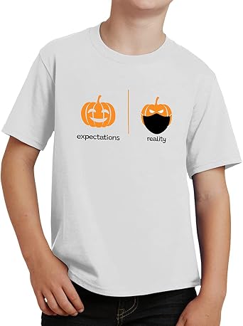 GotPrint Pumpkin Expectations vs Reality Shirt for Boys, Toddler Halloween Shirt, Halloween Shirts for Kids, Graphic Tees