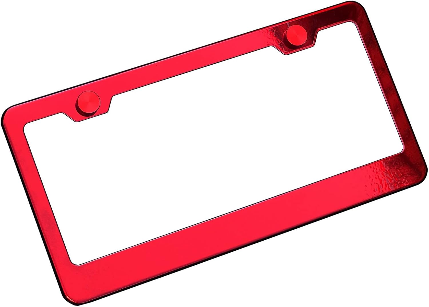 Silicone Back Guard License Plate Frame Candy Red Powder Coated Universal Fit Aluminum Screw On Cap Cover, T304 Stainless Steel, Rust Proof Weather Proof Stainless Steel Screws (Qty: 1 Frame)