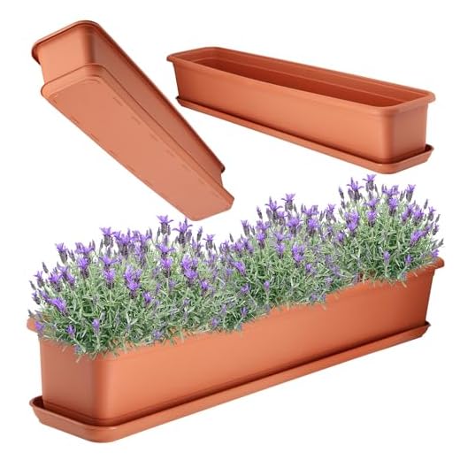 KADAX Fioriera con sottovaso, fioriera da balcone in plastica, per interni ed esterni, per balcone, terrazza, davanzale (80 cm, terracotta)
