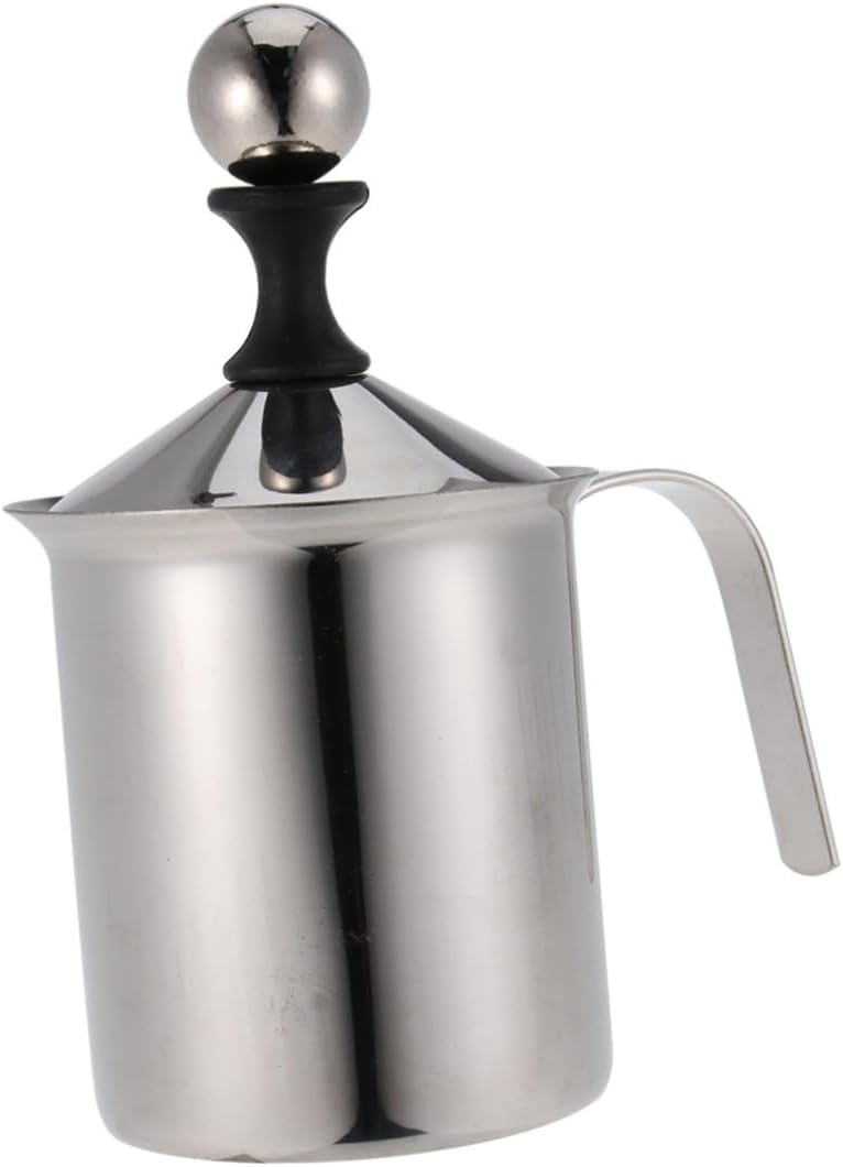 400ml Stainless Steel Milk Frother Cup Double Mesh Foamer for Latte Cappuccino Manual Milk Machine