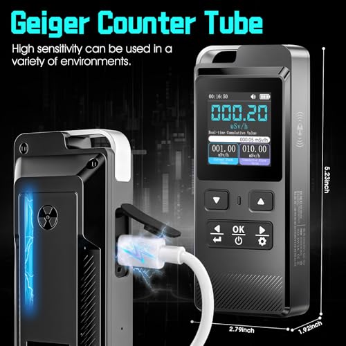 Image of Professional Geiger Counter Nuclear Radiation Detector Handheld Portable Radiation Monitor for Gamma X Beta Rays 0-10000μSv /h with Rechargeable Battery Alarm and Data Logging for Home Industry