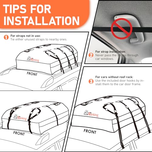 Asinking Bolsa Porta Equipaje de Techo para Auto 21 Pies Cúbicos Impermeable con 10 Correas Reforzadas y 6 Ganchos miniatura 7