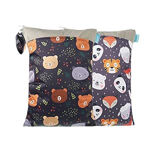 MOMIGO 2 pcs/set Wet Dry Bags for Baby Cloth Diapers – Reusable, Washable for Stroller, Diapers, Toiletries, Travel Bags…