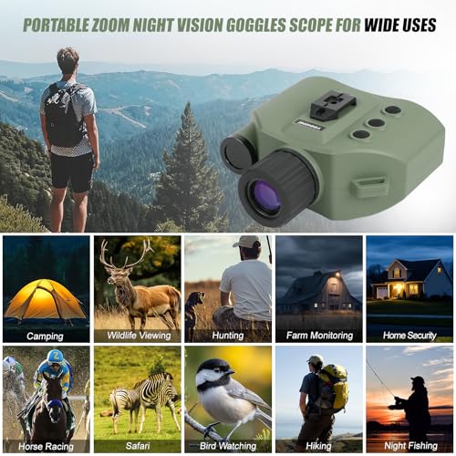 2026 New Compact 4K Night Vision Goggles with Rechargeable Battery,TF Card for Save Photo&Video,3 inch HD Display Screen Lightweight 10x Night Vision Binocular for Hunting Camping&Security-Green - Image 5