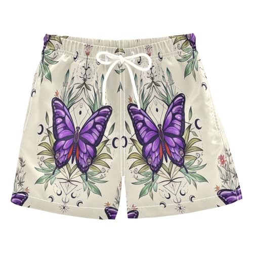 Swimming Trunks for Kids, Anti Chafe Swim Trunks Boys 2 T, Purple Butterfly Wings