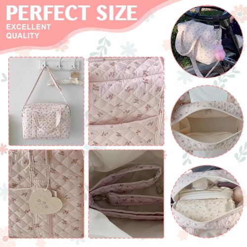 Quilted Travel Duffle Bag for Women Floral Quilted Overnight Bag with Adjustable Strap Gym Bag Carry On Tote for Travel Business Trips Sport4