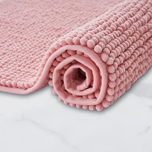 Decomira Tapis de Bain Antidérapant en Chenille | Super Absorbant et Lavable en Machine | pour la Salle de Bain, Douche, Baignoire ou comme Tapis WC | Rose -...