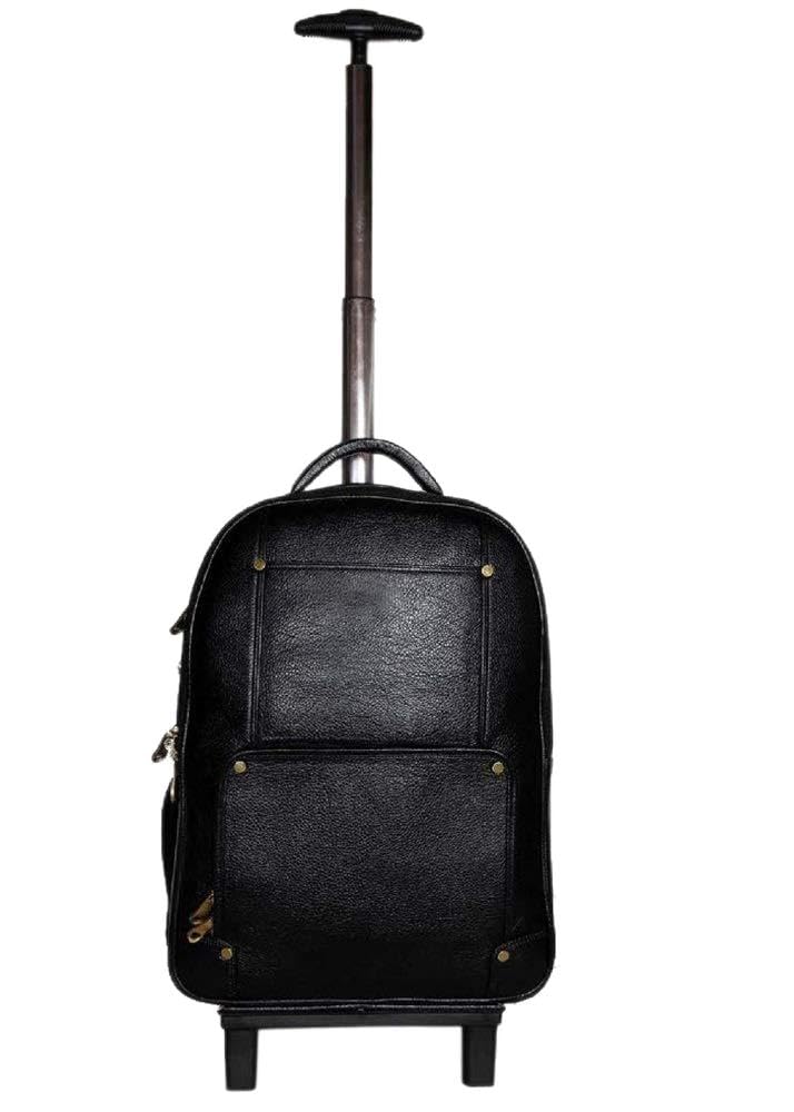 RICHSIGN Leather Accessories 18 Inch Cabin Size Black Leather Laptop Backpacks Business Trolleys Bags (B08372T5NC) Amazon Price History, Amazon Price Tracker