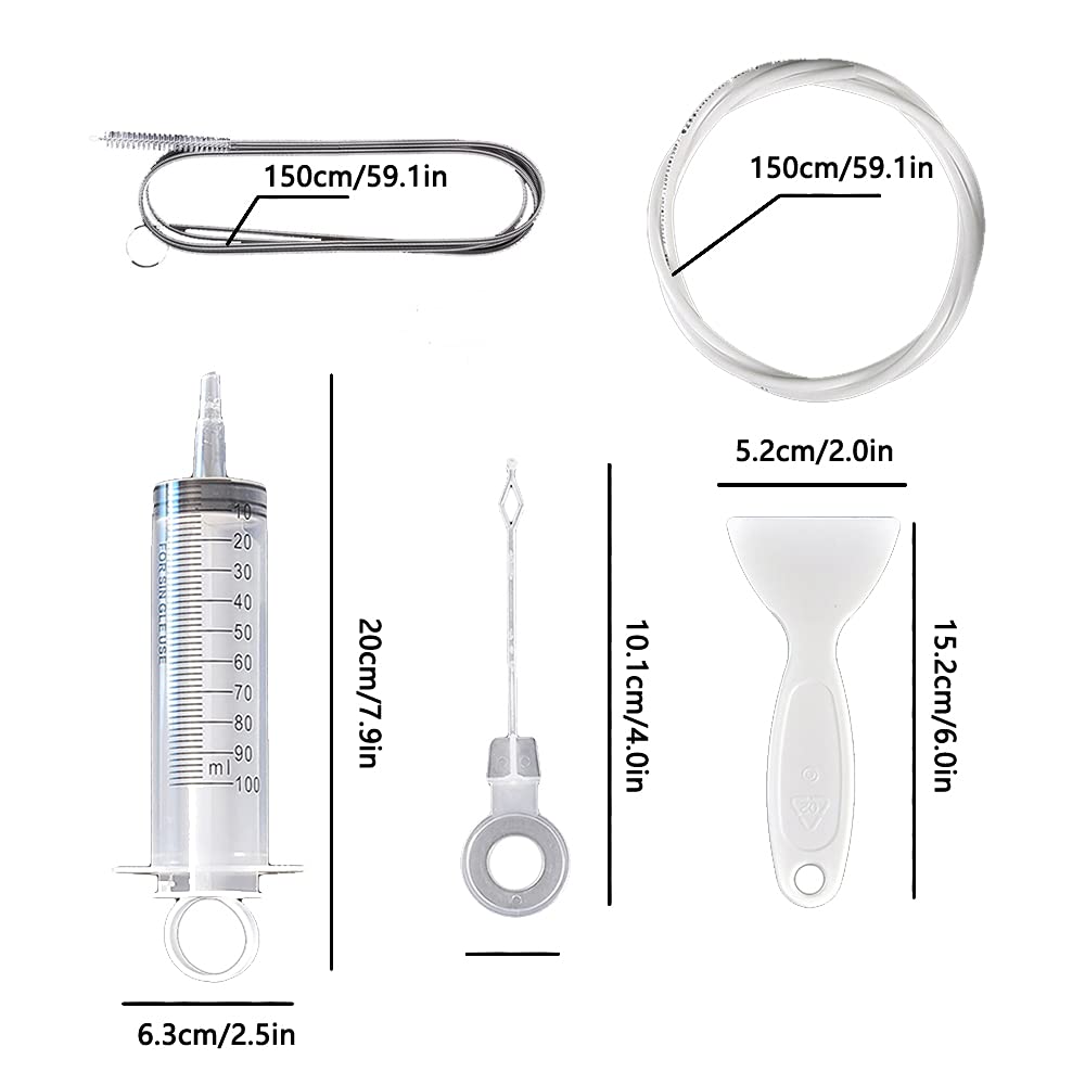 WYAN 5 strumenti per la pulizia dello scarico del frigorifero, per la casa, per il frigo, per lo scarico del tubo di scarico+pennello+draga+stantuffo+spazzola per lo scrub per frigorifero