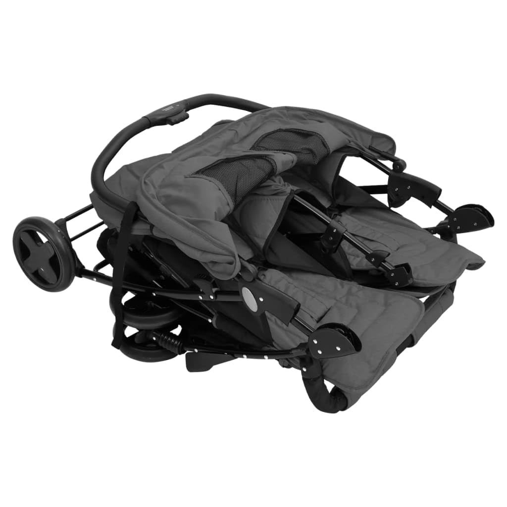 Willood Tandem Kinderwagen Geschwisterwagen Zwillingskinderwagen Dunkelgrau Stahl