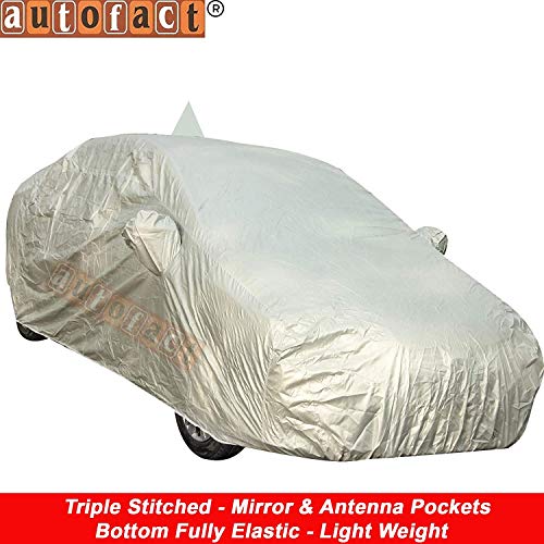 Image of Autofact Waterproof Car Body Cover for Honda City Ivtech (2009 to 2013) with Mirror and Antenna Pocket (Light Weight, Triple Stitched, Heavy Buckle, Bottom Fully Elastic, Light Grey Matty)
