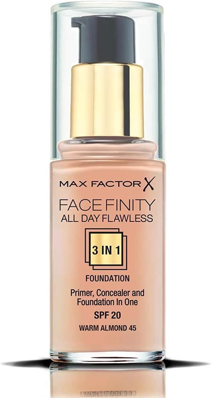 Facefinity 3-in-1 All Day Flawless Foundation, SPF 2, Warm Almond 45, 3 ml