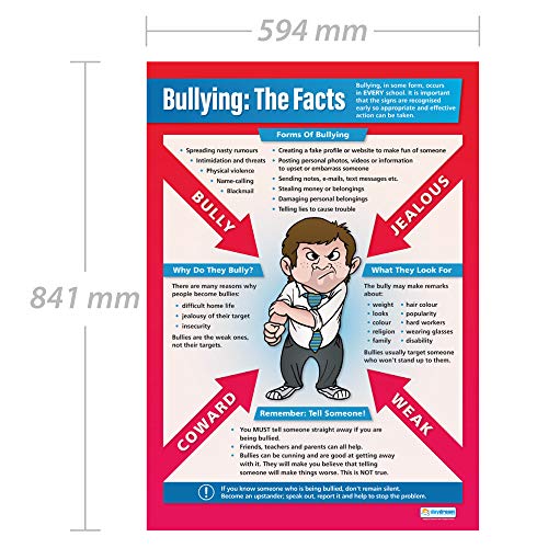 Daydream Education Bullying: The Facts | PSHE Posters | Gloss Paper measuring 850mm x 594mm (A1) | PSE Classroom Posters | Education Charts