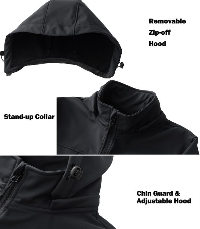 GGleaf Men's Softshell Jacket with Hood Waterproof Windbreaker Lightweight Rain Shell Jacket for Outdoor Hiking - Image 6